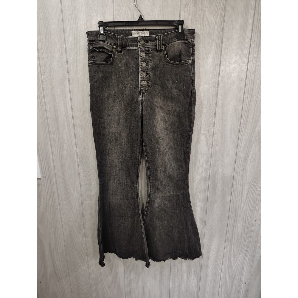 We The Free High Rise 5 Button Fly Black Flare Size 30 Grunge Alternative Goth